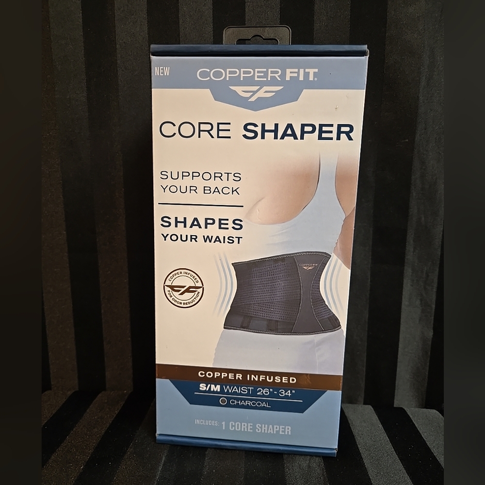 Copper Fit Core Shaper Copper Infused Size S/M Waist 26"-34" Charcoal